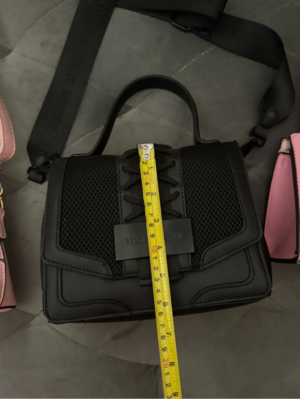 Steve Madden Black Structured Top-Handle Satchel